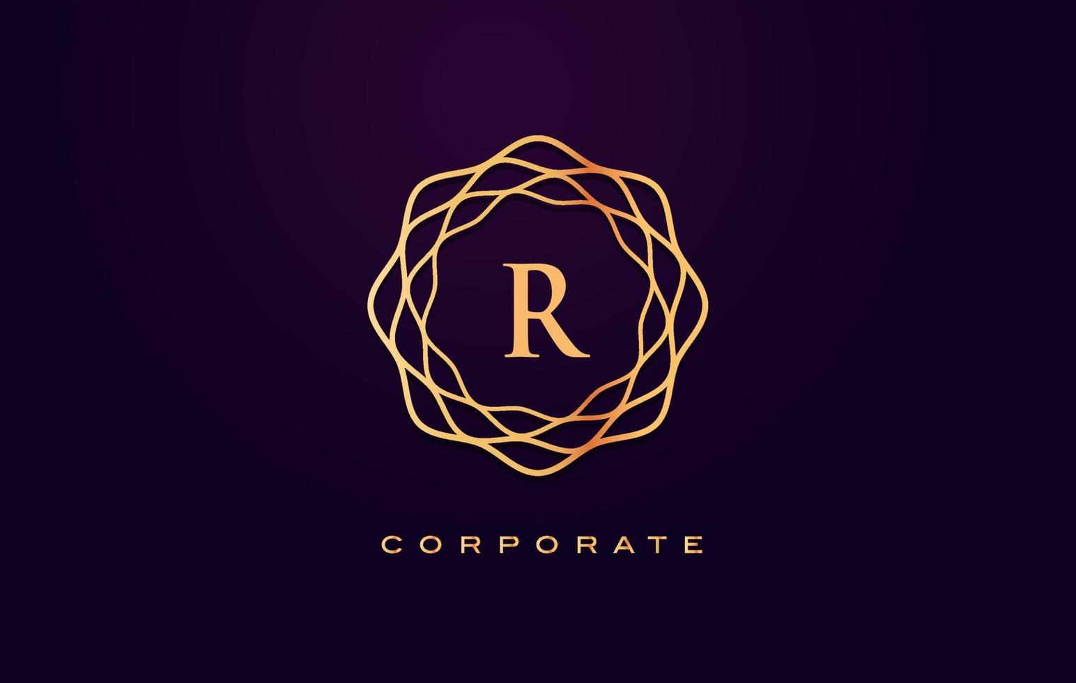 logotipo de luxo r. vetor de design de carta de monograma