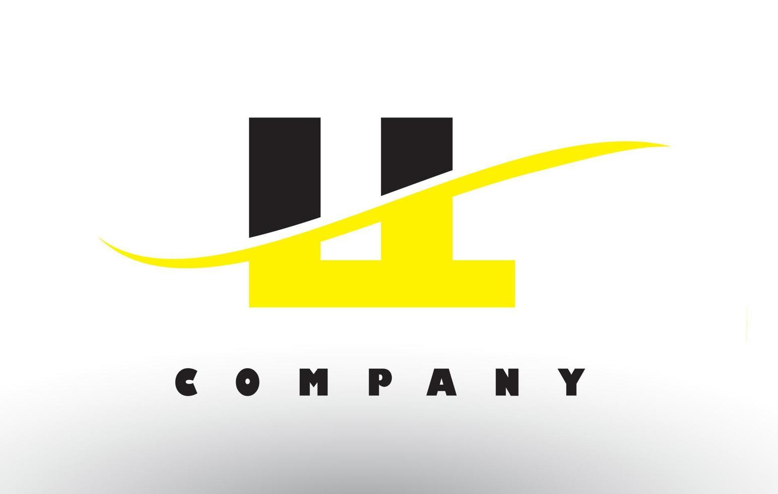 Logotipo da letra ll l preto e amarelo com swoosh. vetor