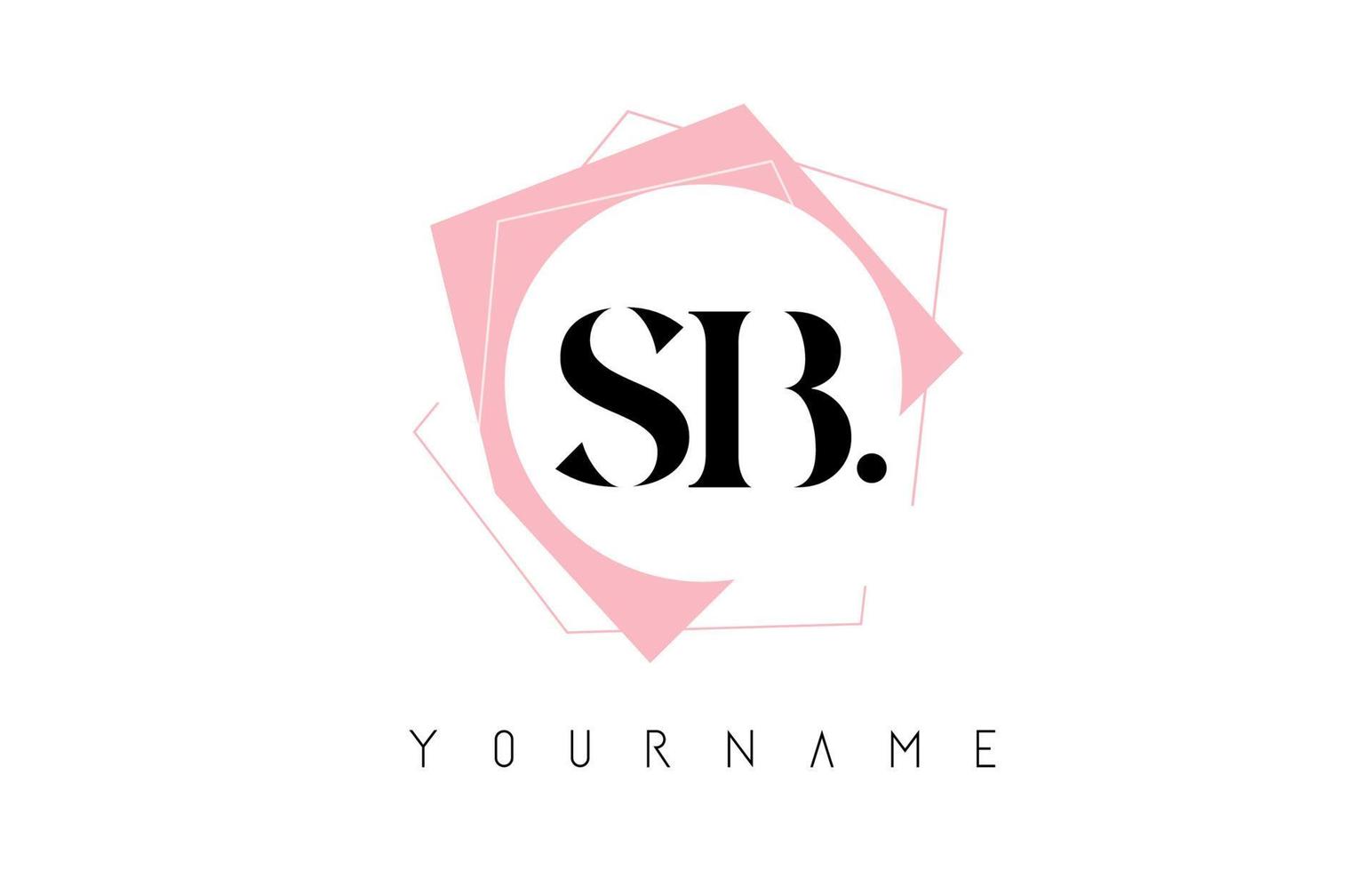 letras geométricas sb sb com design de logotipo de cor rosa pastel com formas de círculo e retangulares. vetor
