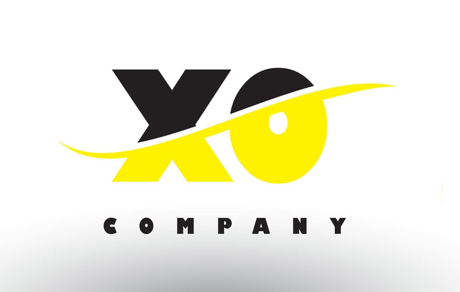 xo xo logotipo de carta preta e amarela com swoosh. vetor