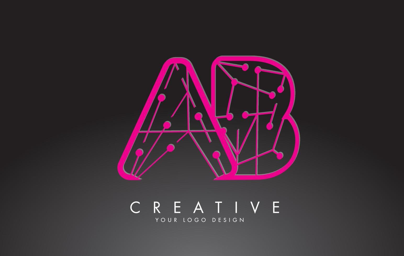 letras ab ab iniciais do logotipo com fios rosa e modelo de pontos. ilustração vetorial com letras aeb. vetor