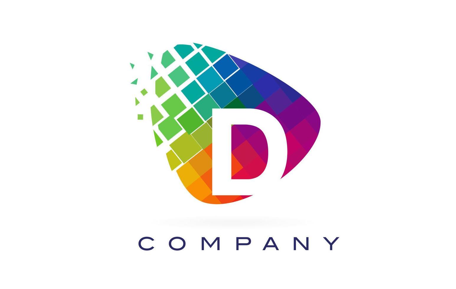 letra d design do logotipo do arco-íris colorido. vetor