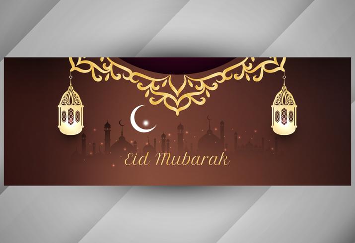 Resumo Eid Mubarak banner design vetor