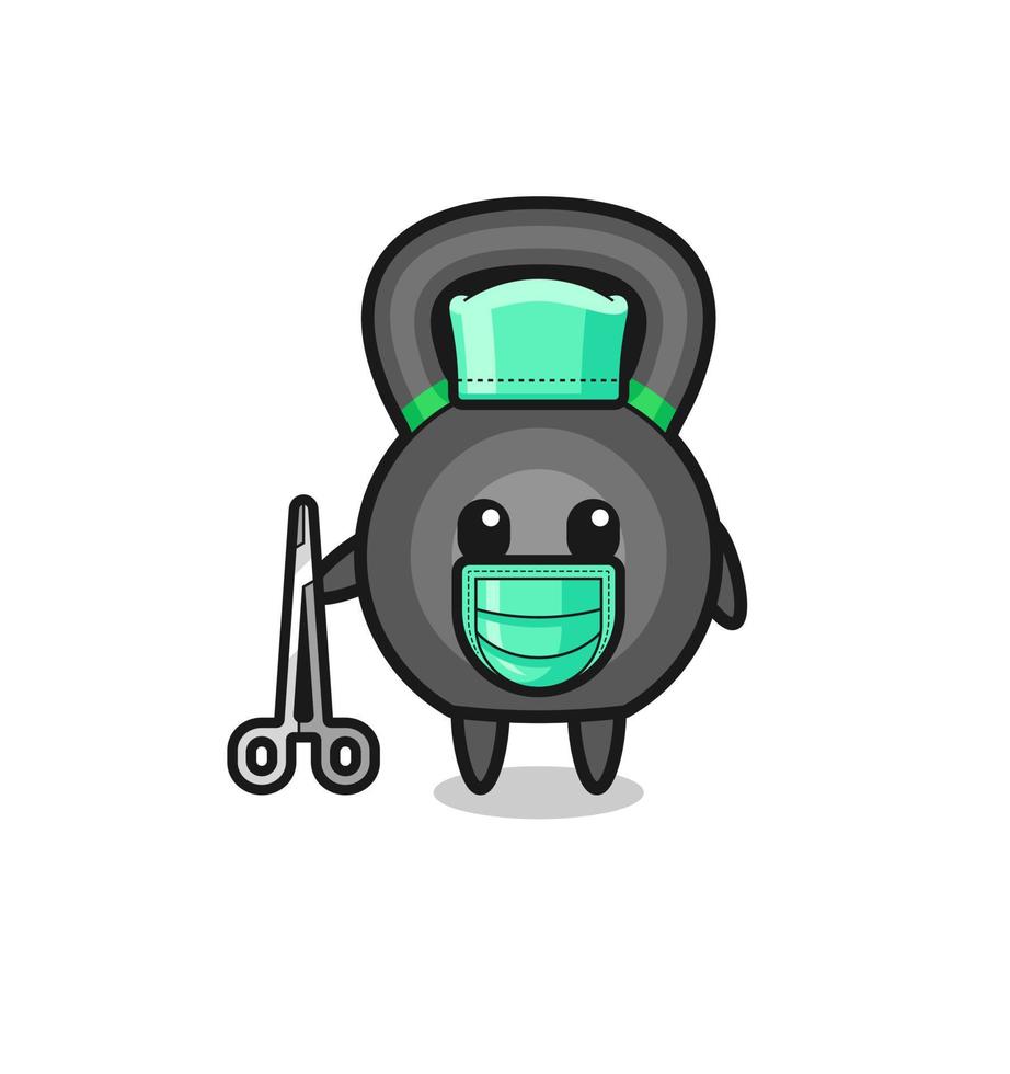 personagem mascote cirurgião kettlebell vetor