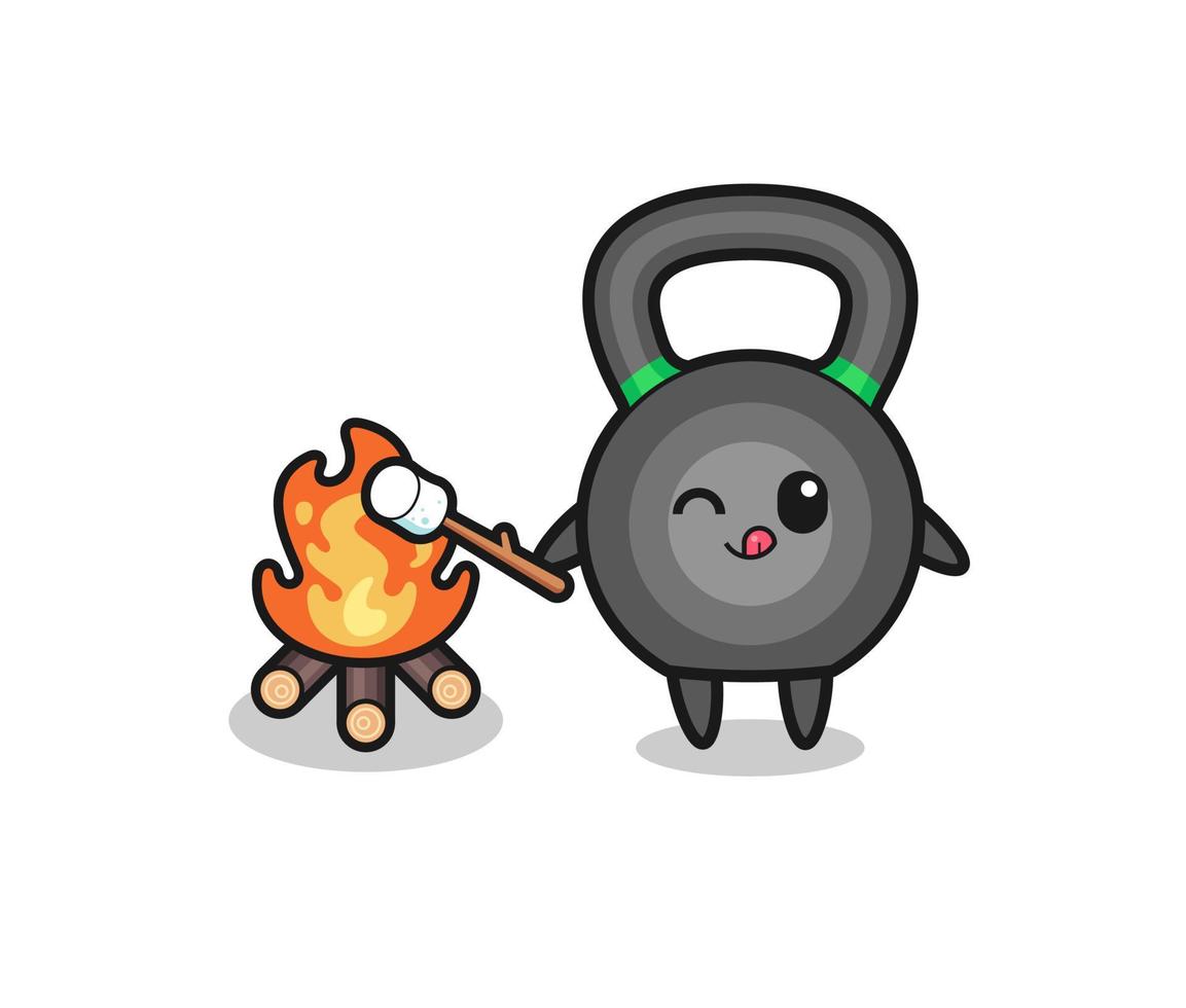 personagem do kettlebell está queimando marshmallow vetor