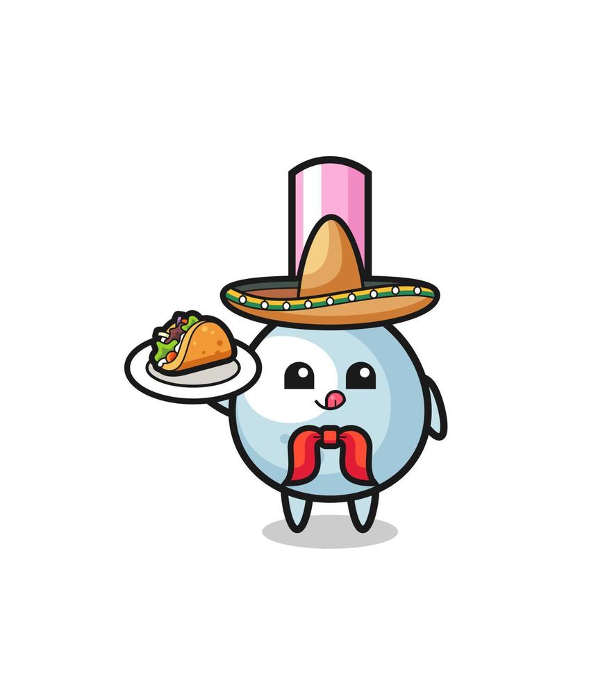 mascote mexicano do chef mexicano segurando um taco vetor