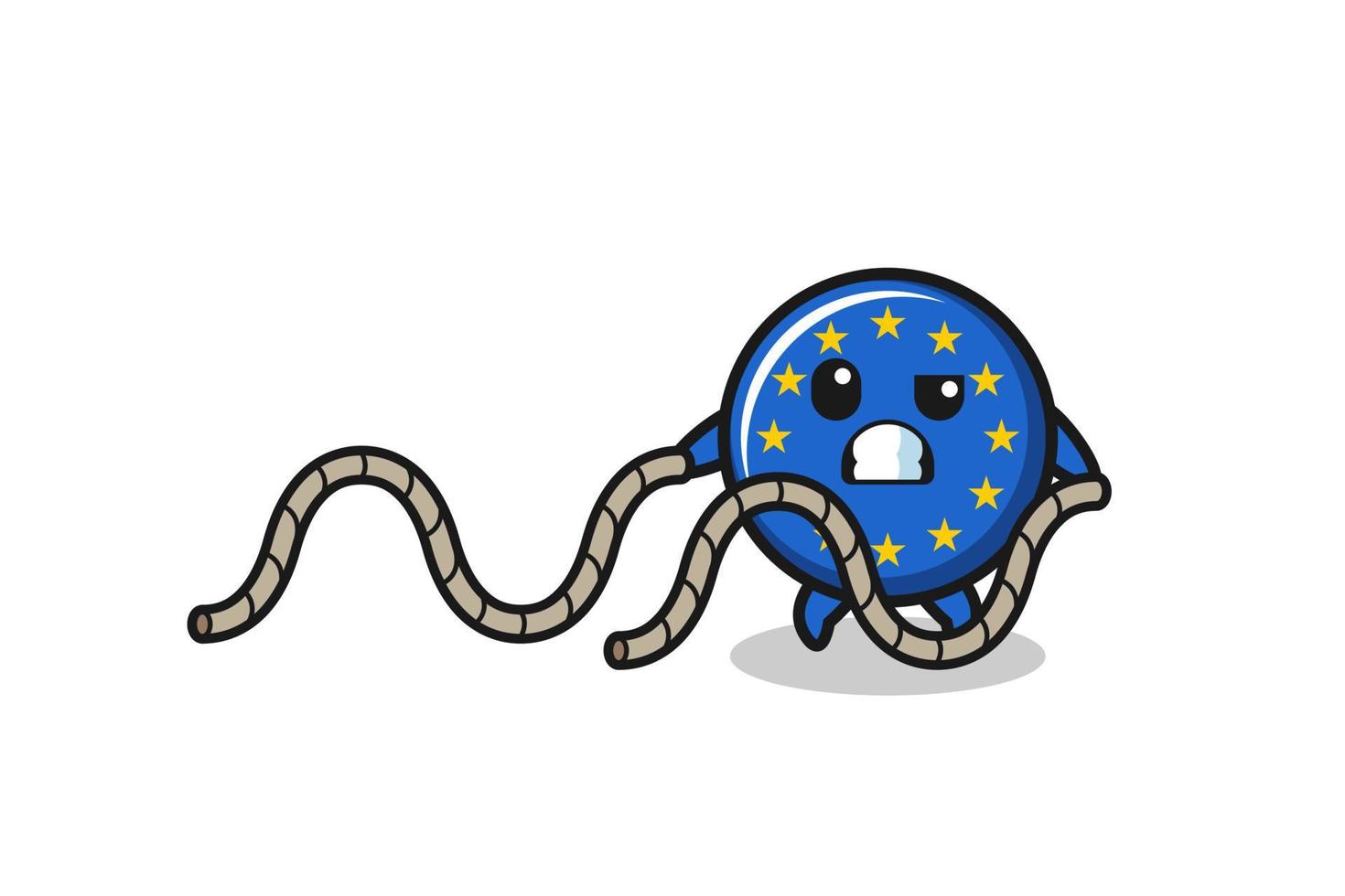 ilustração da bandeira do euro fazendo exercícios de corda de batalha vetor