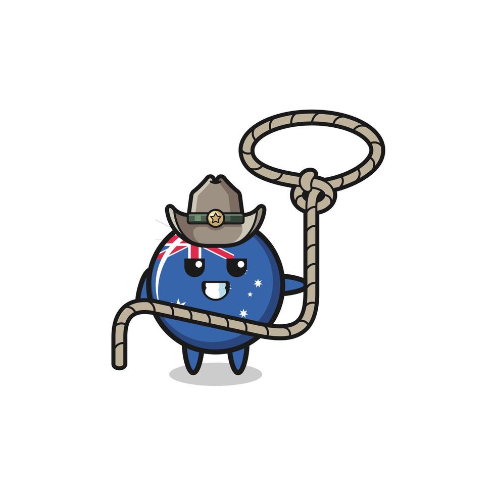 o cowboy da bandeira da austrália com corda de laço vetor