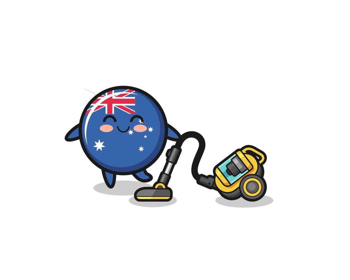 ilustração de um aspirador de pó com uma bandeira da Austrália fofa vetor