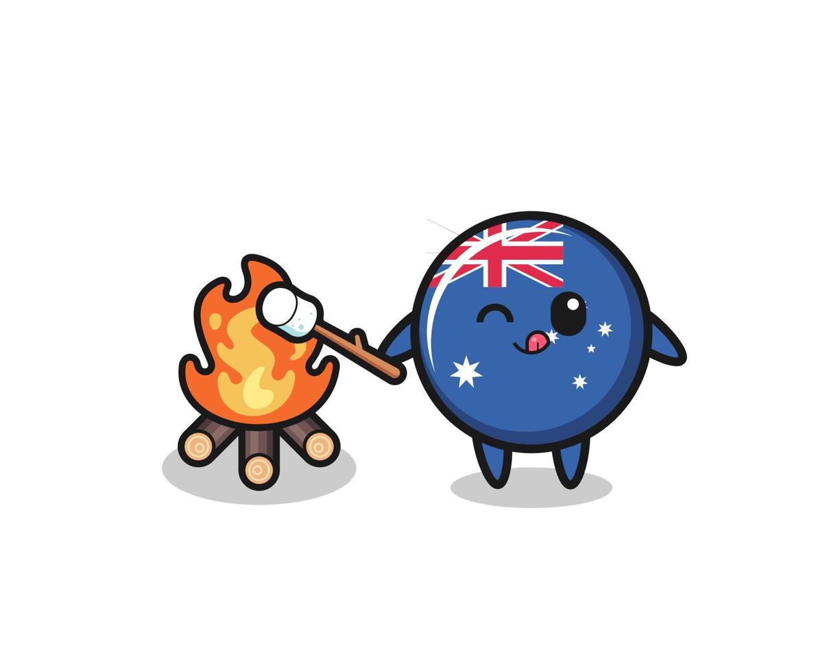 personagem da bandeira austrália está queimando marshmallow vetor