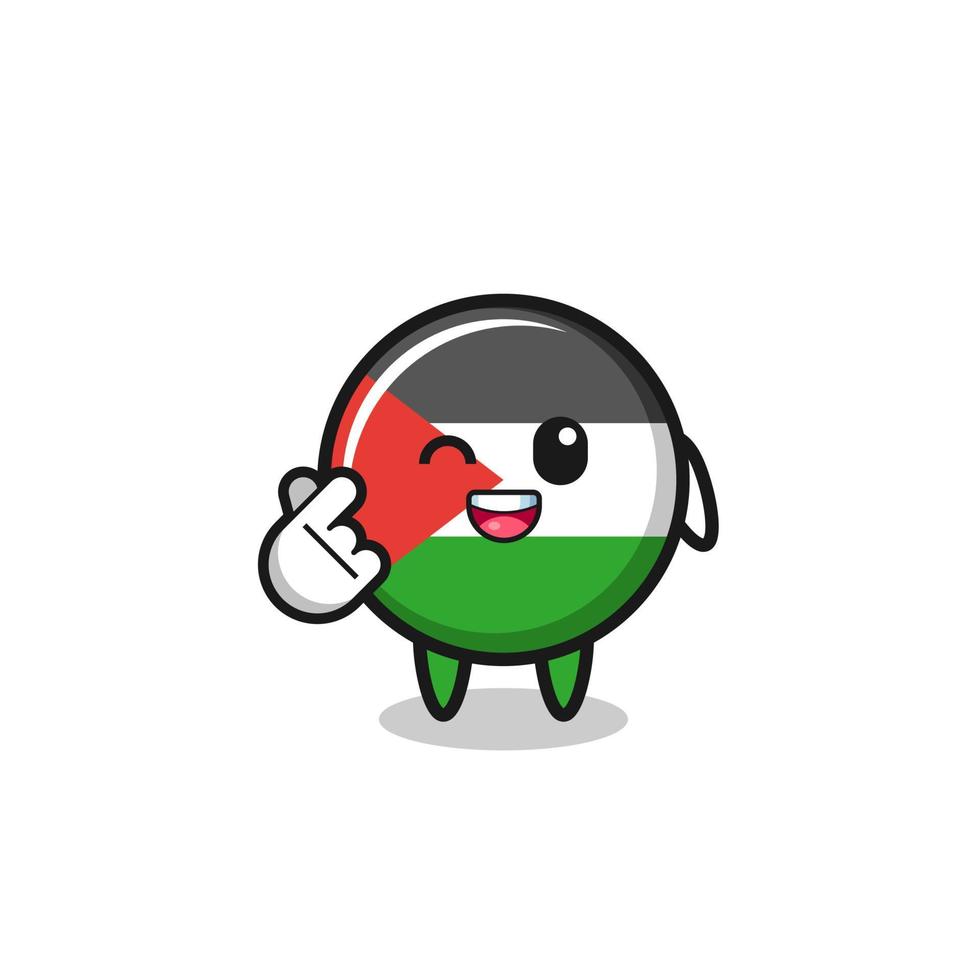 personagem da bandeira da Palestina fazendo coração de dedo coreano vetor