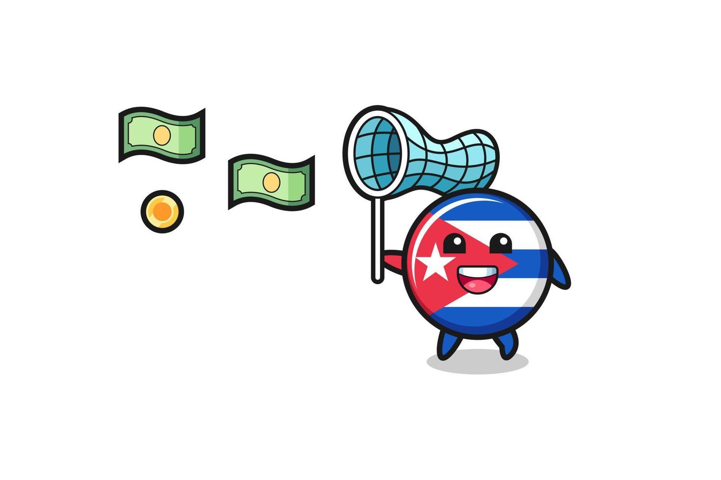 ilustração da bandeira de cuba pegando dinheiro voador vetor