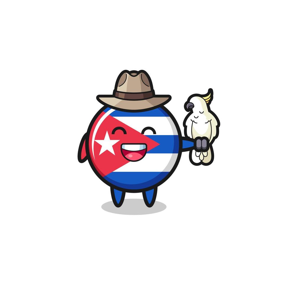 Mascote do tratador da bandeira cuba com um papagaio vetor