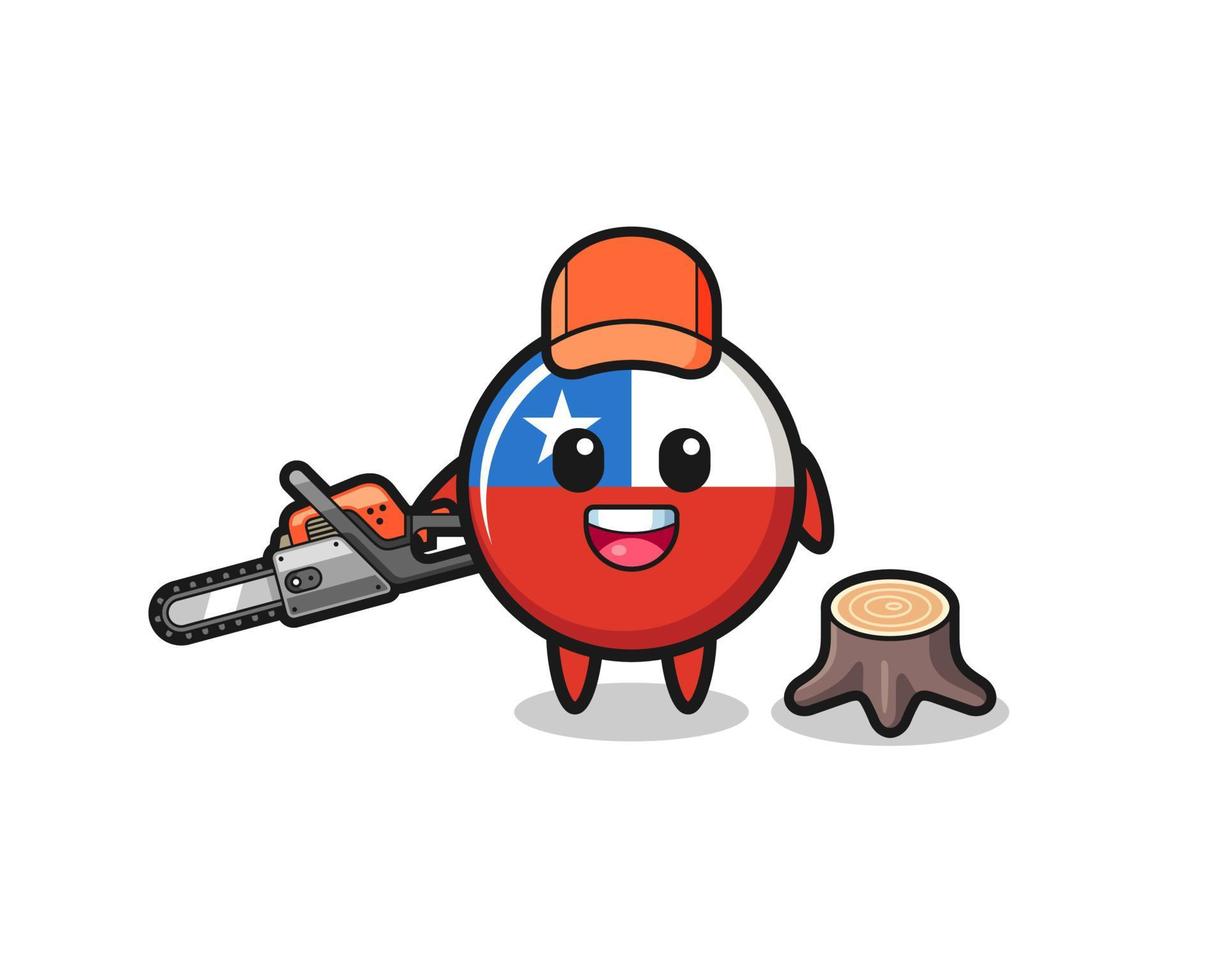 personagem lenhador da bandeira do Chile segurando uma motosserra vetor