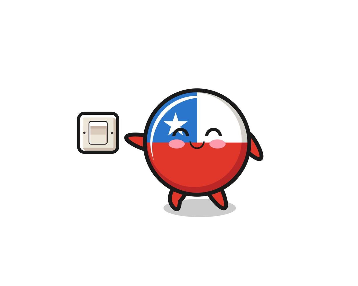 a bandeira cartoon do Chile está apagando a luz vetor