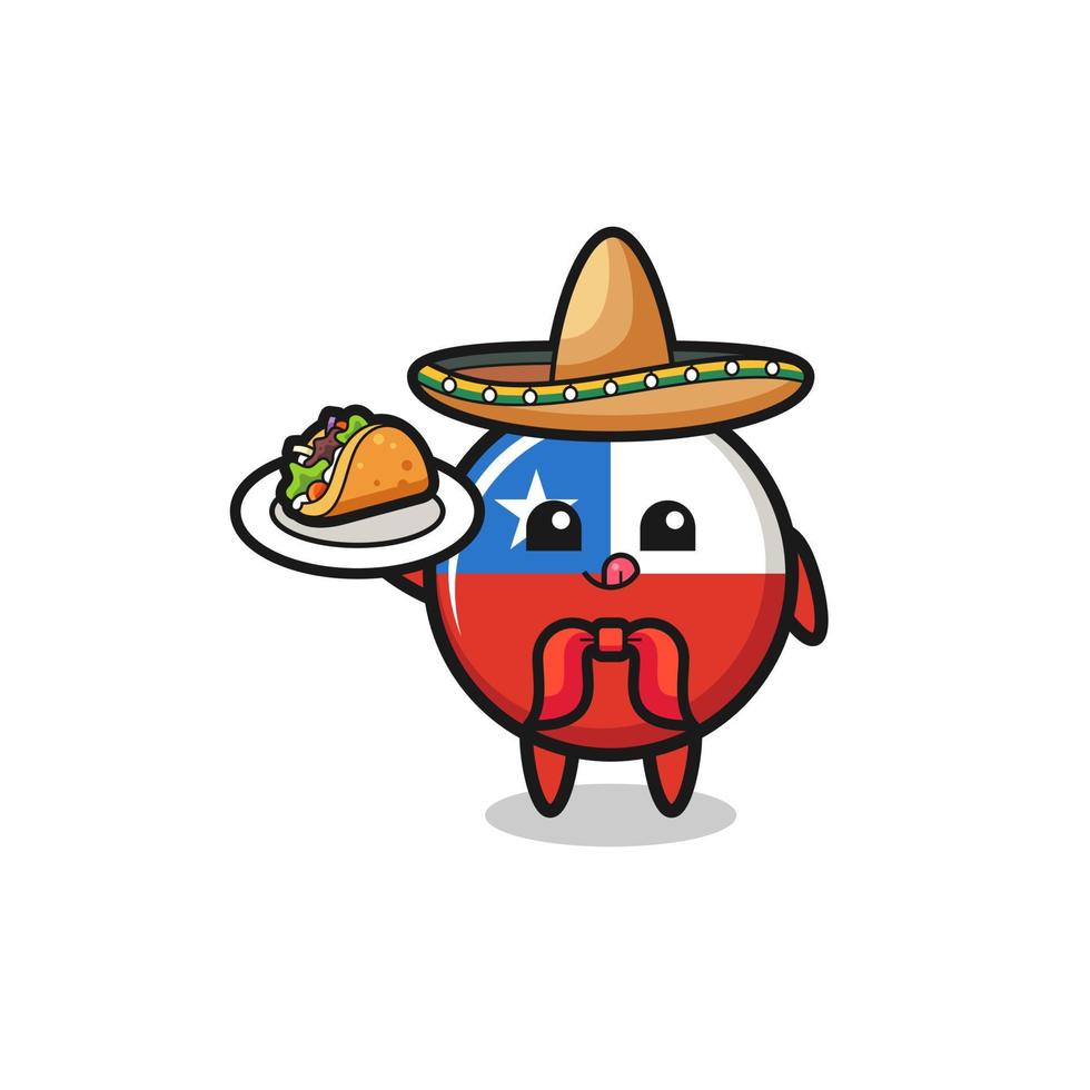 mascote do chef mexicano da bandeira do Chile segurando um taco vetor