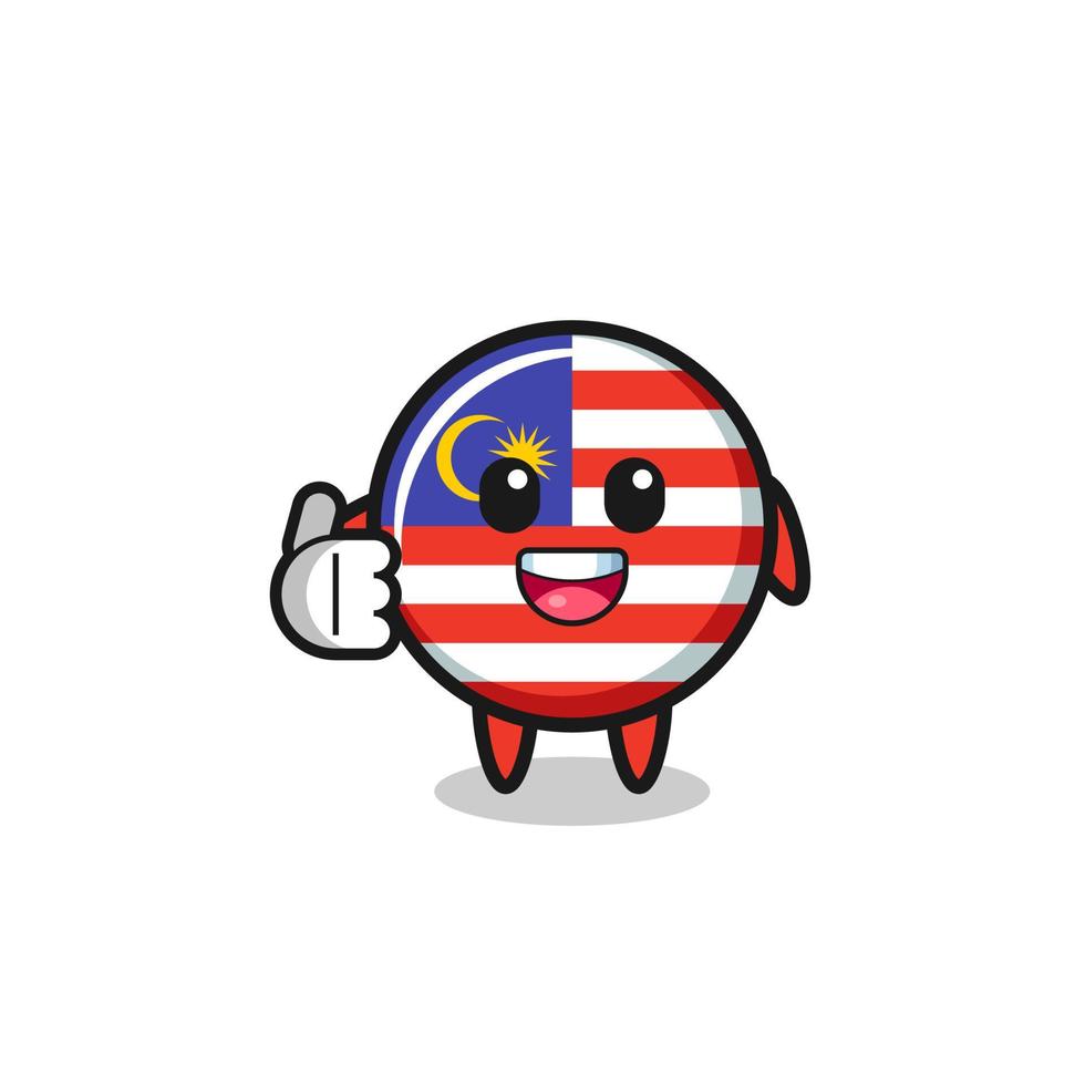 Mascote da bandeira da Malásia fazendo gesto de positivo vetor