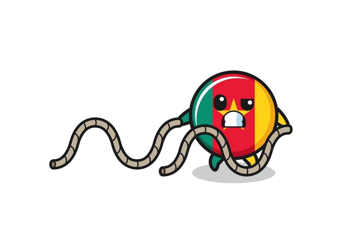 ilustração da bandeira dos Camarões fazendo treino de corda de batalha vetor