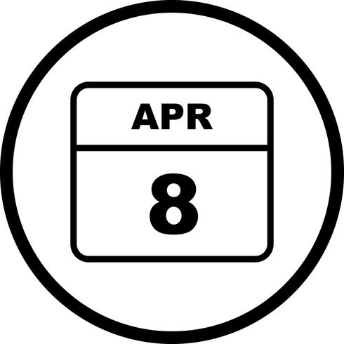 8 de abril Data em um calendário de dia único vetor