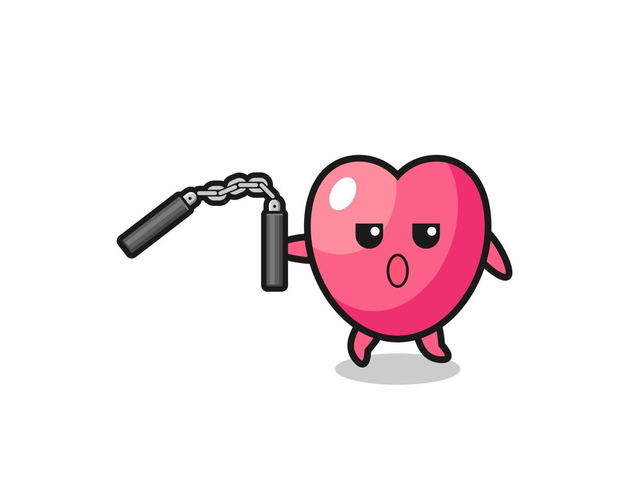 desenho do símbolo do coração usando nunchaku vetor