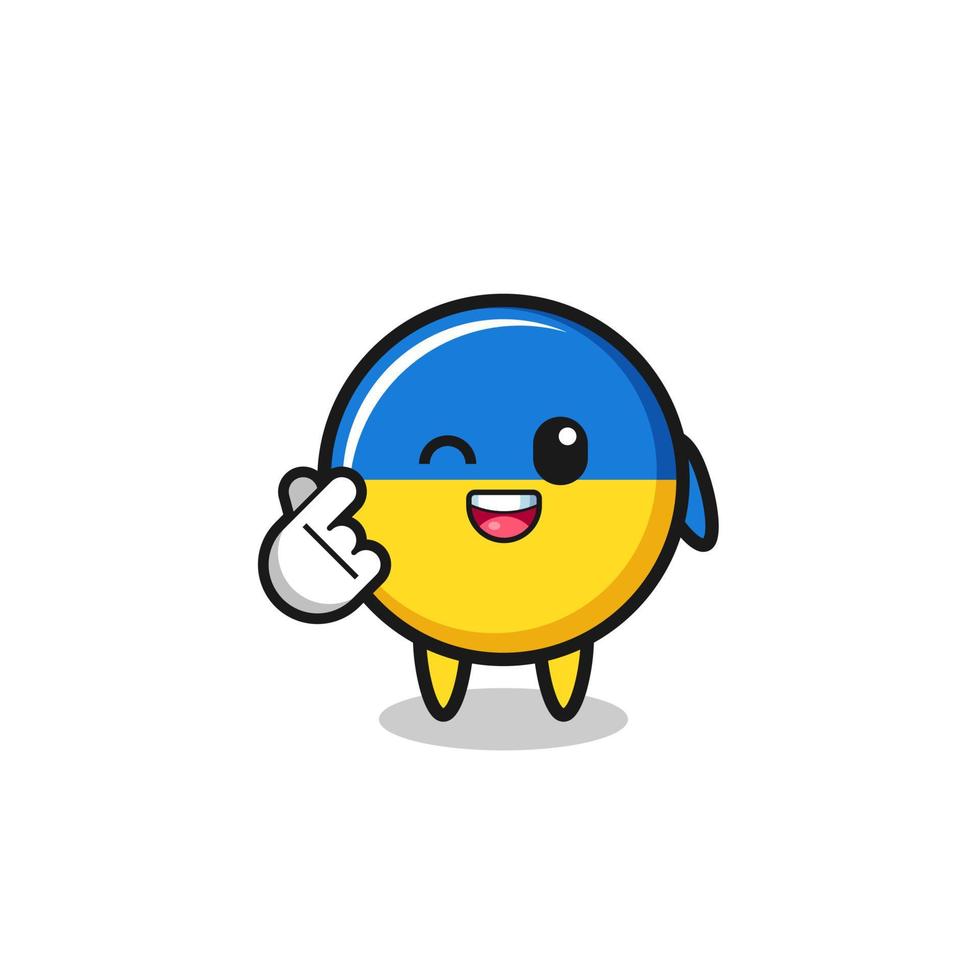 personagem da bandeira ucraniana fazendo coração de dedo coreano vetor
