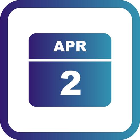 Data de 2 de abril em um calendário de dia único vetor