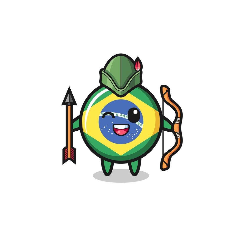 desenho da bandeira do brasil como mascote do arqueiro medieval vetor