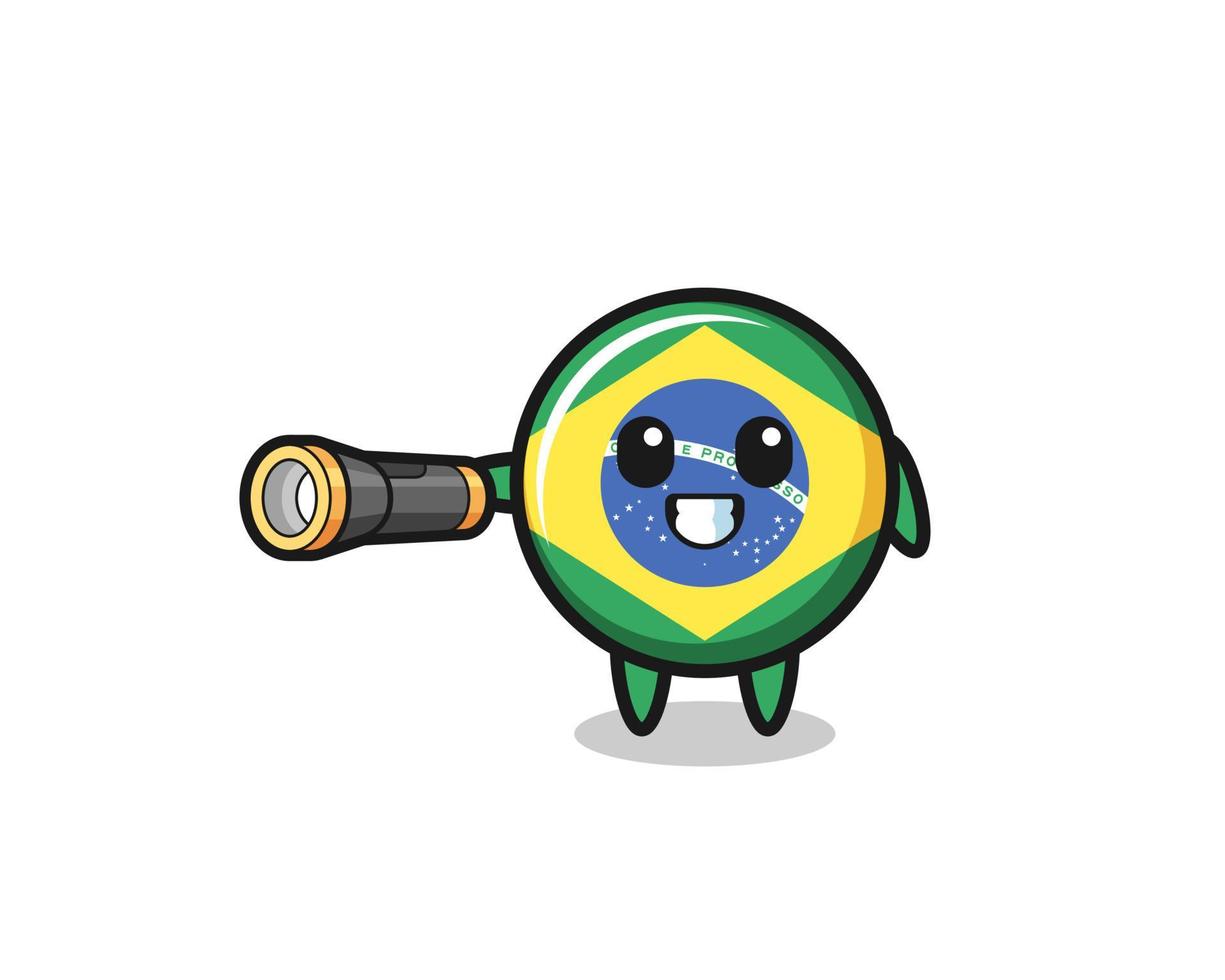 mascote da bandeira do brasil segurando lanterna vetor