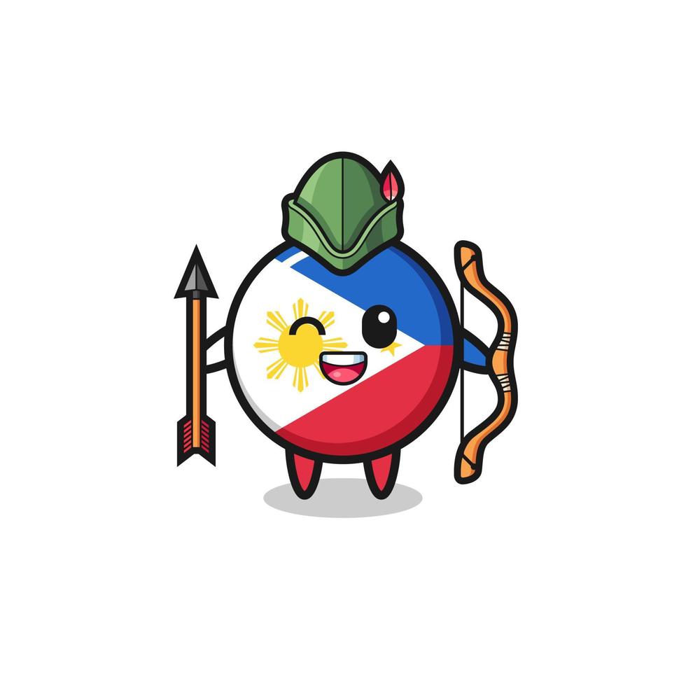 desenho animado da bandeira das Filipinas como mascote do arqueiro medieval vetor