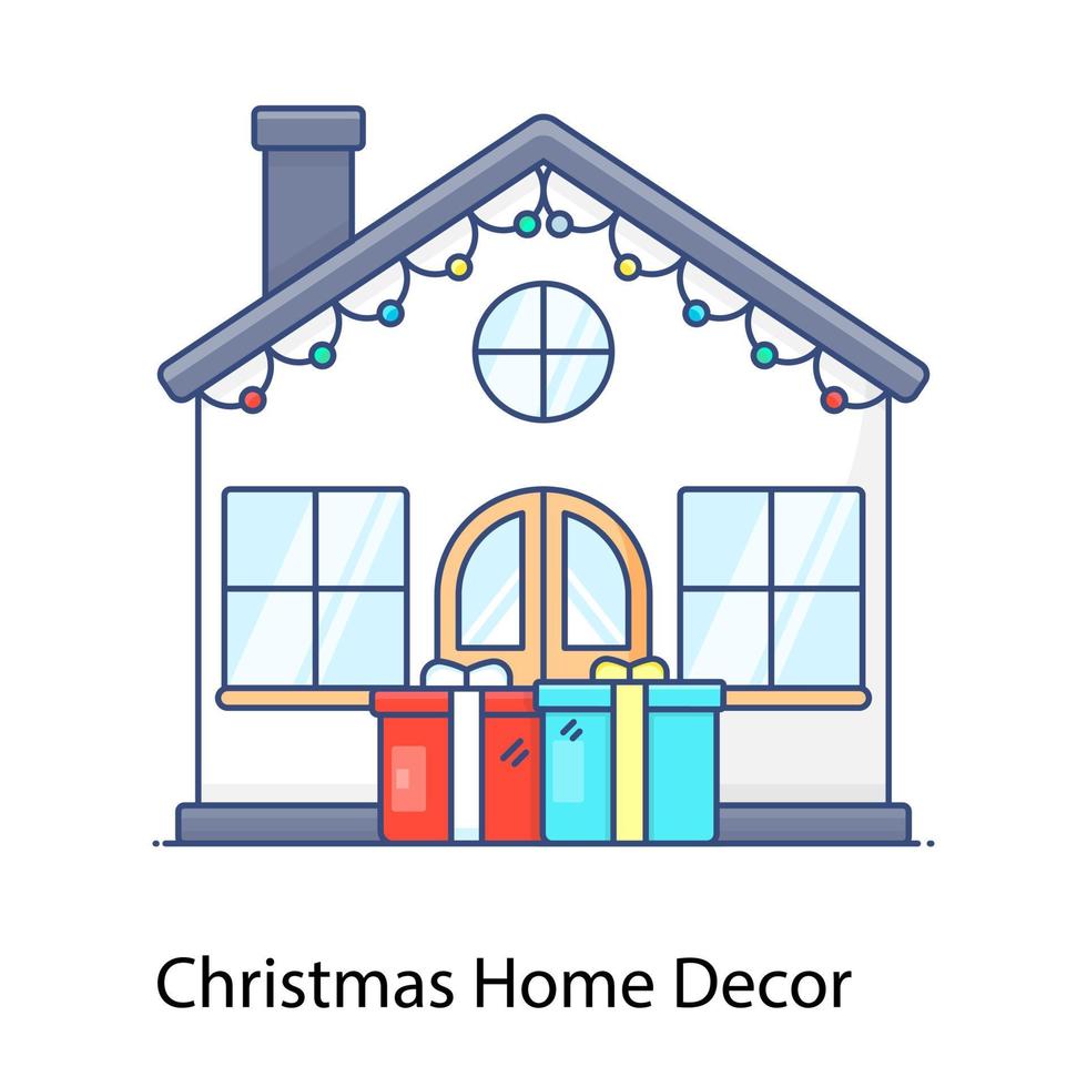 vetor de decoração de casa de natal em estilo simples e moderno