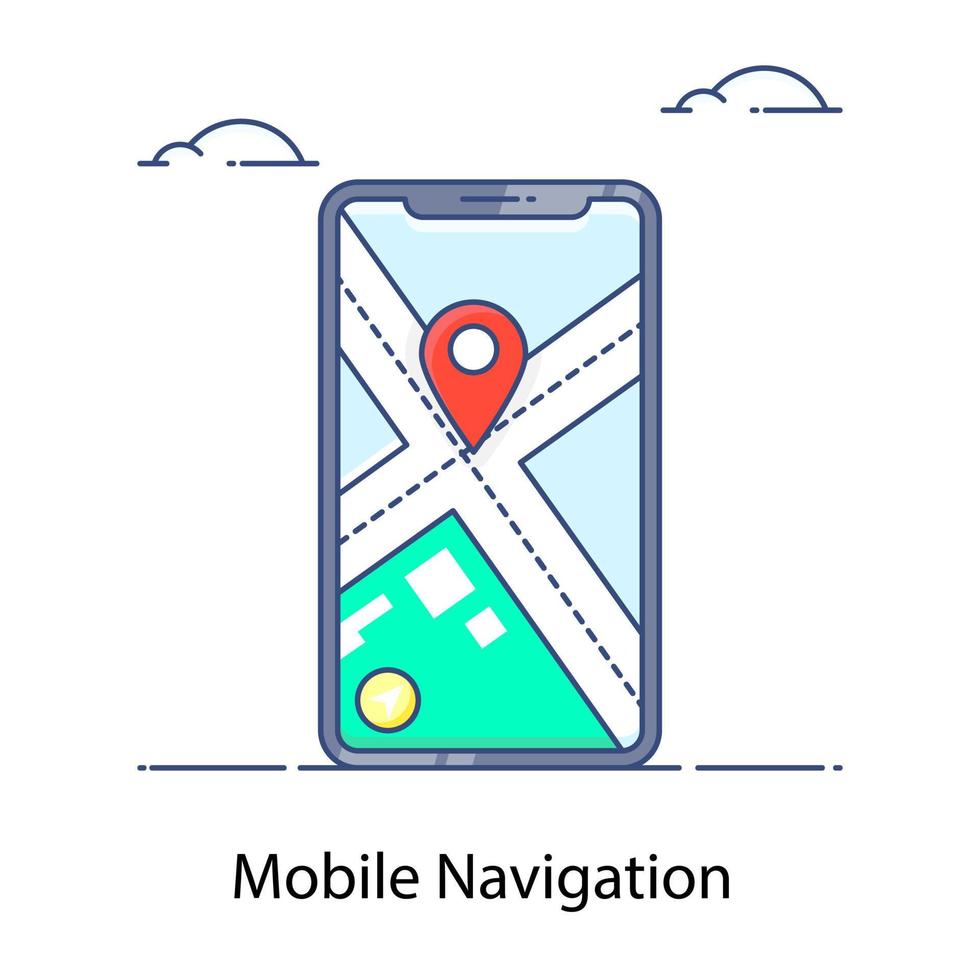 ponteiro de mapa de design de ícone de navegação móvel dentro do smartphone vetor