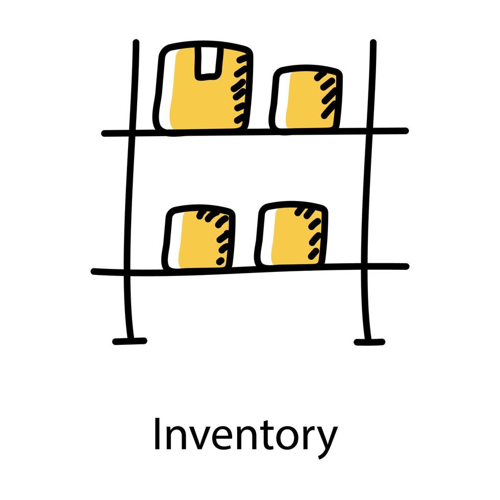 pacote em prateleiras doodle estilo de ícone de estoque vetor