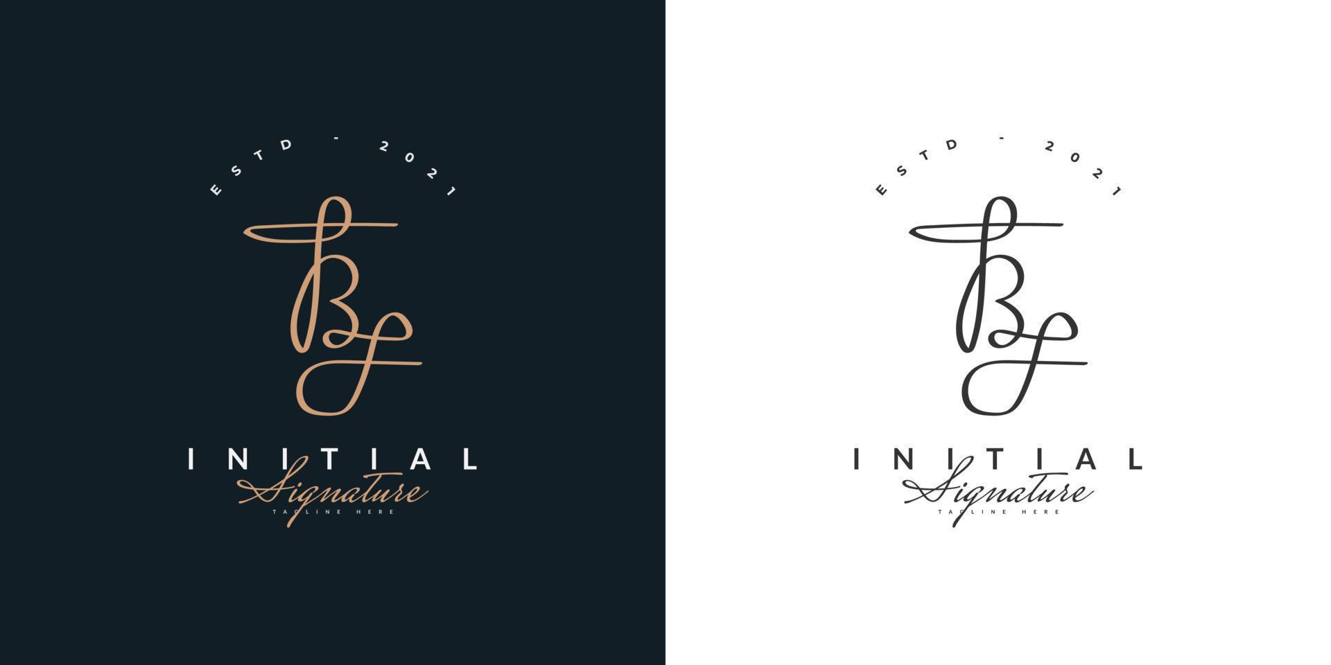 design de logotipo bf ou bj com estilo vintage de caligrafia. logotipo ou símbolo de assinatura bf ou bj para identidade de casamento, moda, joias, boutique, botânica, floral e comercial vetor