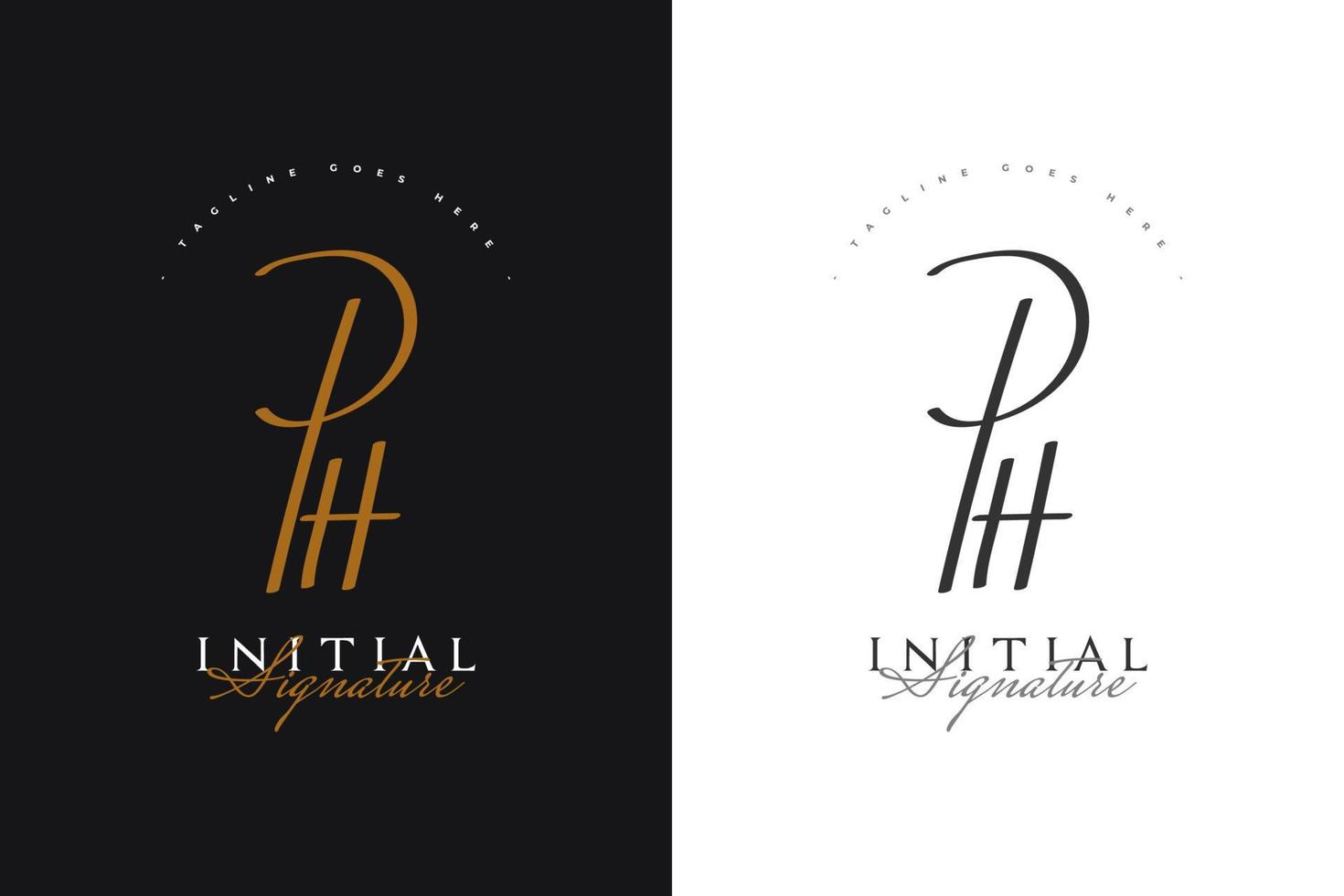 design de logotipo inicial de ph com estilo vintage de caligrafia. logotipo ou símbolo de assinatura de ph para identidade de casamento, moda, joias, boutique, botânica, floral e comercial vetor