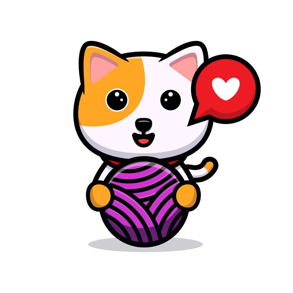 Gato fofo amor mascote dos desenhos animados vetor