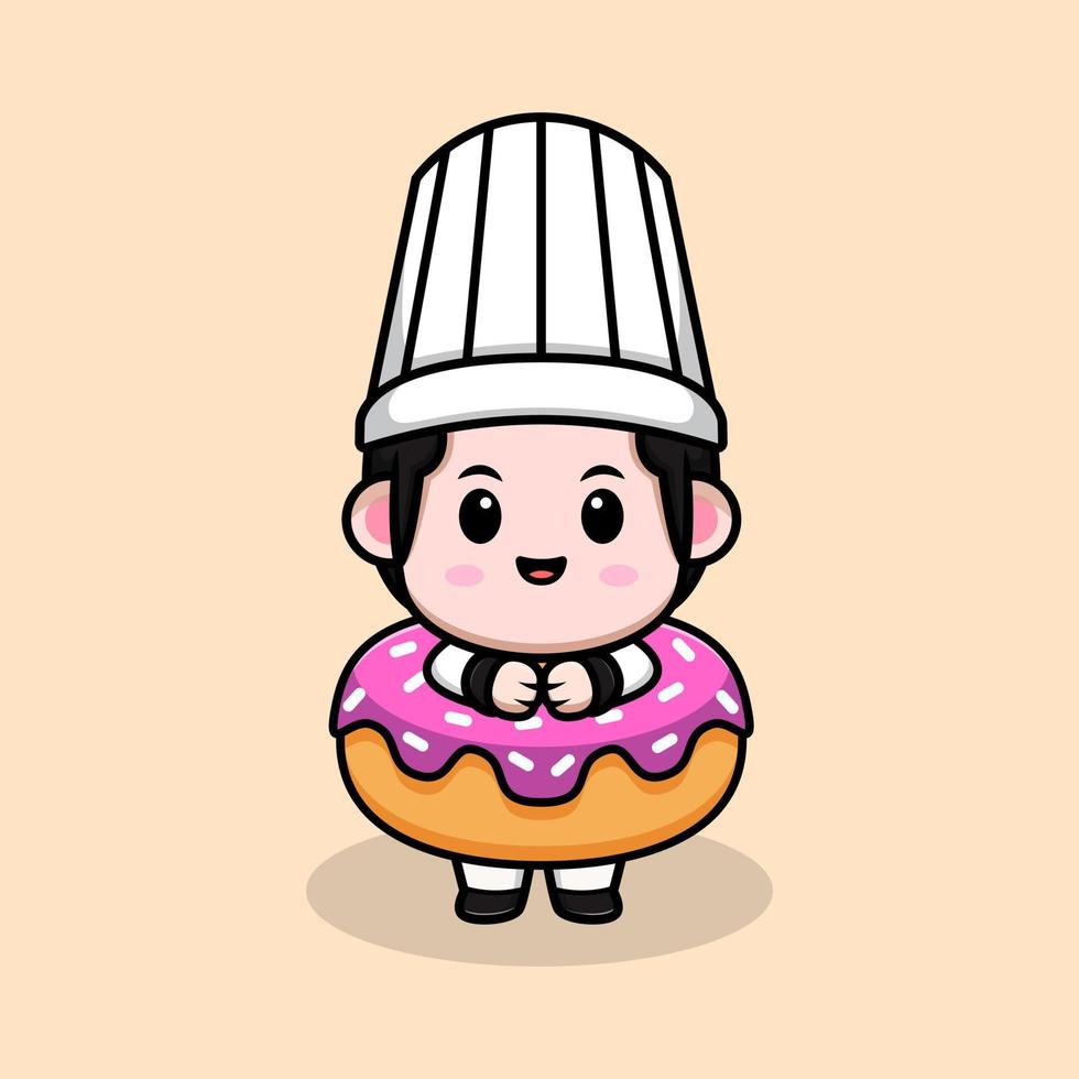 ícone de desenho animado bonito chef mascote. ilustração do personagem mascote kawaii para adesivo, pôster, animação, livro infantil ou outro produto digital e impresso vetor