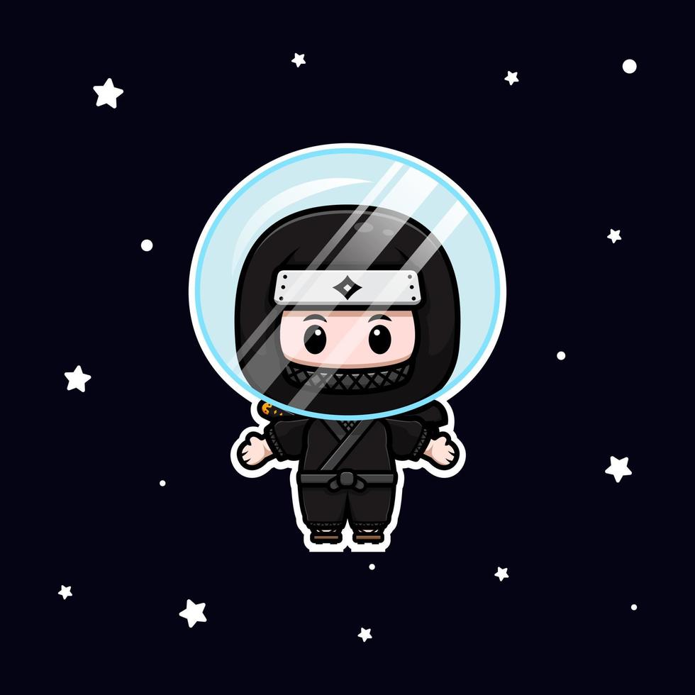 ícone de desenho animado bonito ninja mascote. ilustração do personagem mascote kawaii para adesivo, pôster, animação, livro infantil ou outro produto digital e impresso vetor
