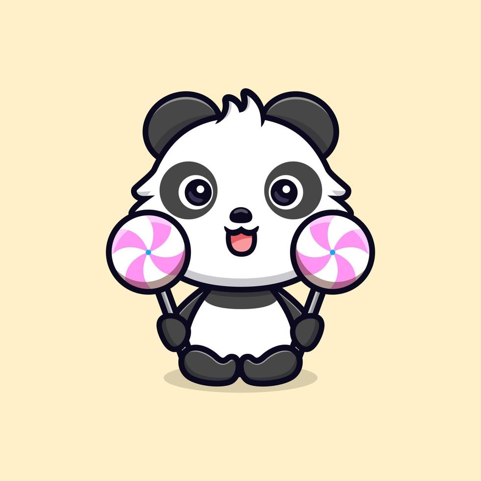 ícone dos desenhos animados do mascote do panda fofo. ilustração do personagem mascote kawaii para adesivo, pôster, animação, livro infantil ou outro produto digital e impresso vetor