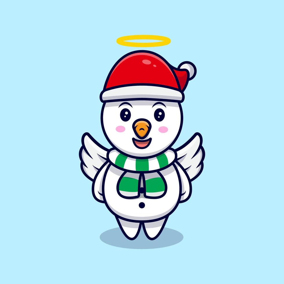 boneco de neve anjo bonito de ilustração em vetor heavenmascot cartoon.