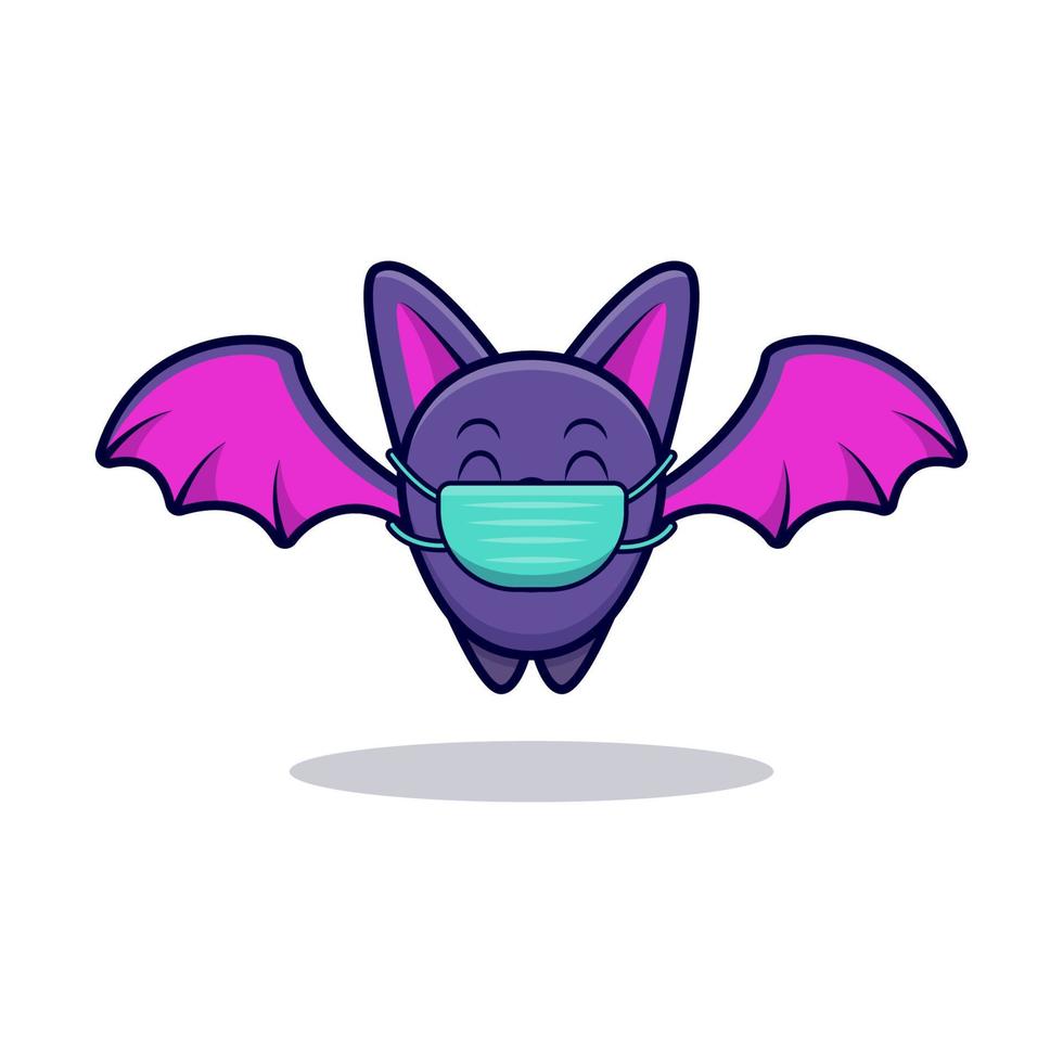 ícone dos desenhos animados do mascote de morcego bonito. ilustração do personagem mascote kawaii para adesivo, pôster, animação, livro infantil ou outro produto digital e impresso vetor