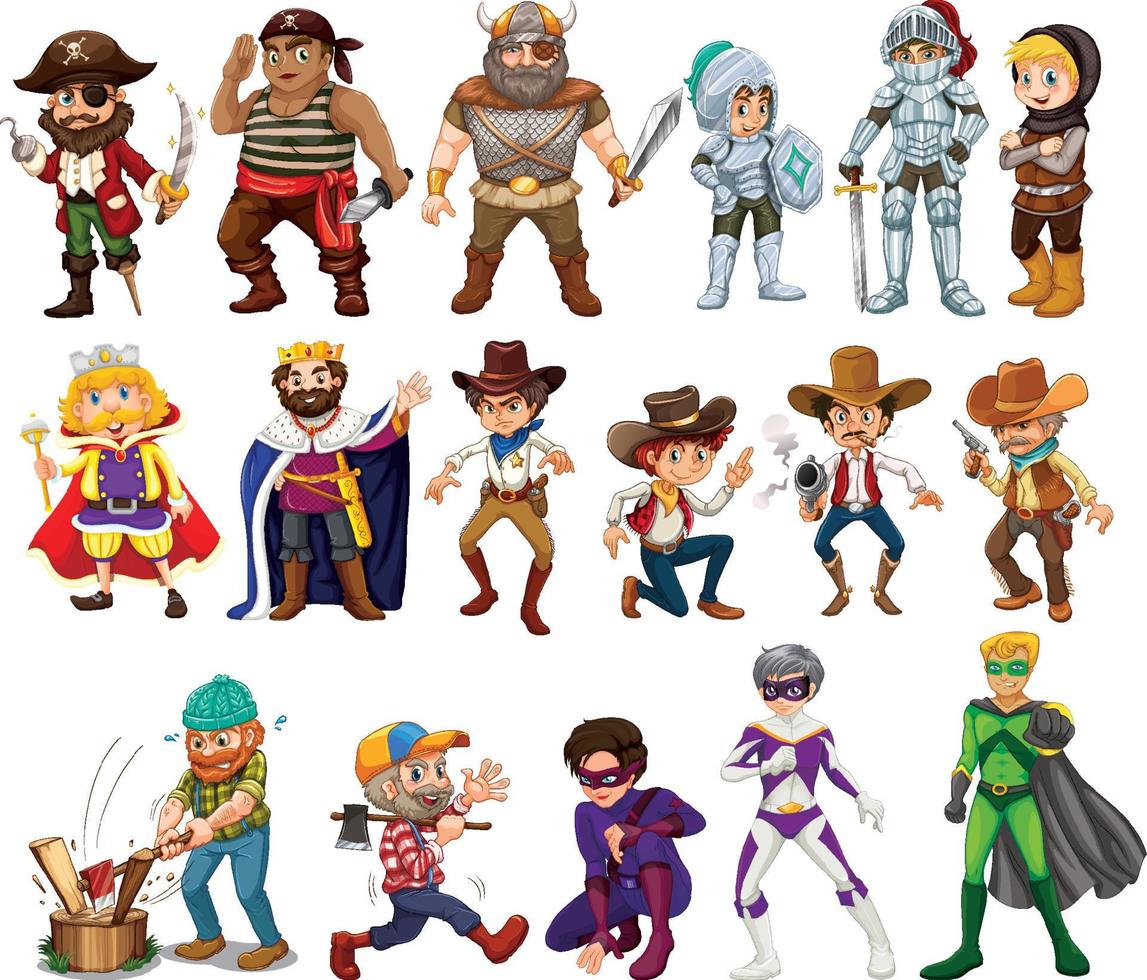 conjunto de personagens de desenhos animados de fantasia vetor