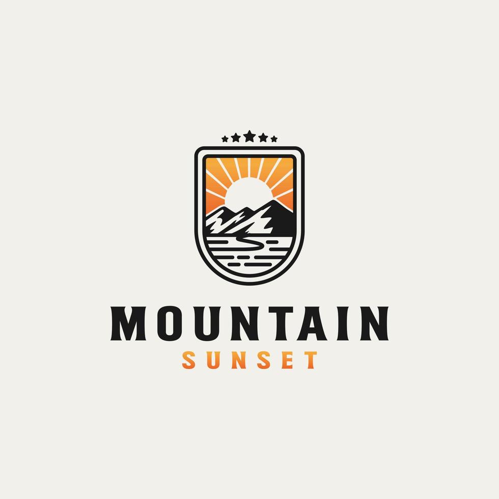 modelo de design de logotipo vintage sunrise sunset para aventura ao ar livre vetor