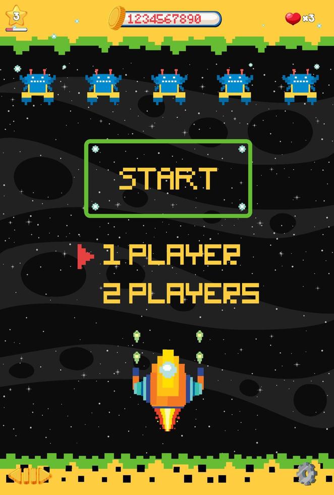 modelo de interface de usuário de jogo espacial vetor