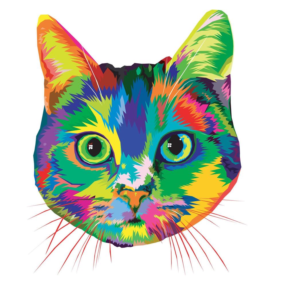 gato colorido para impressão em fundo branco vetor
