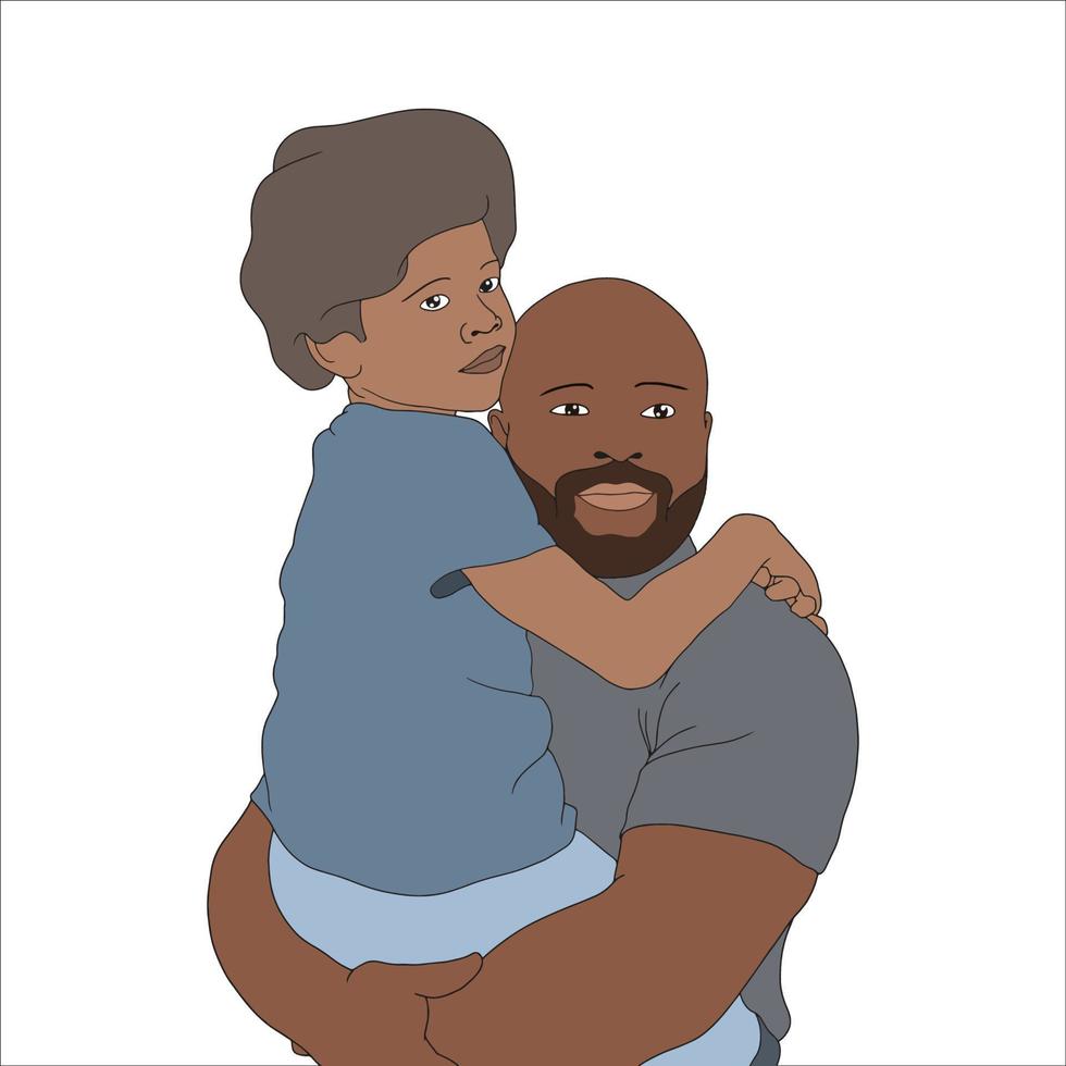 pai e filho ilustração digital para o dia dos pais. vetor