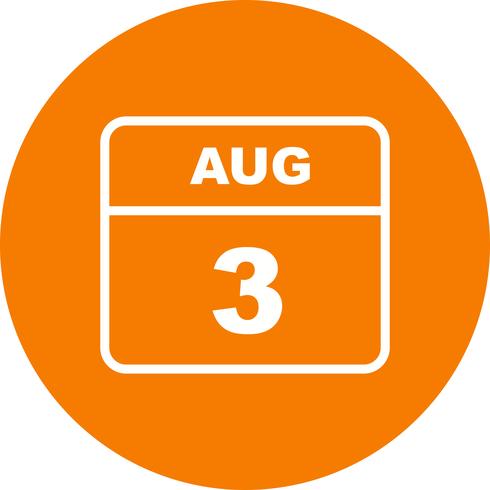 3 de agosto Data em um calendário de dia único vetor