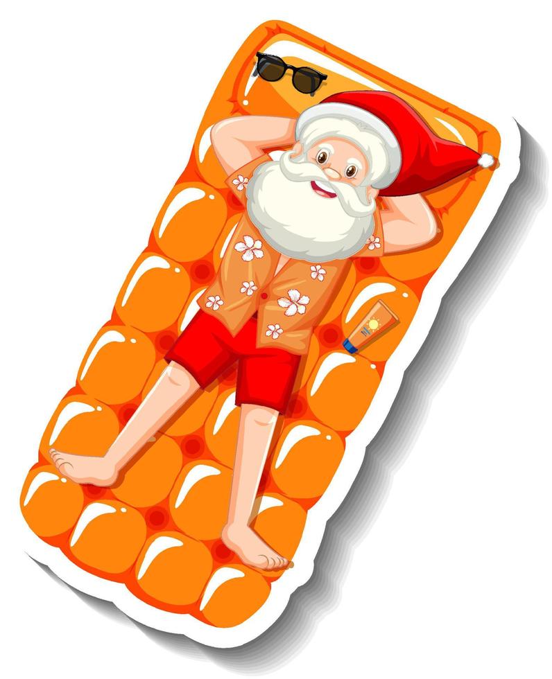 papai noel em piscina inflável flutuante vetor