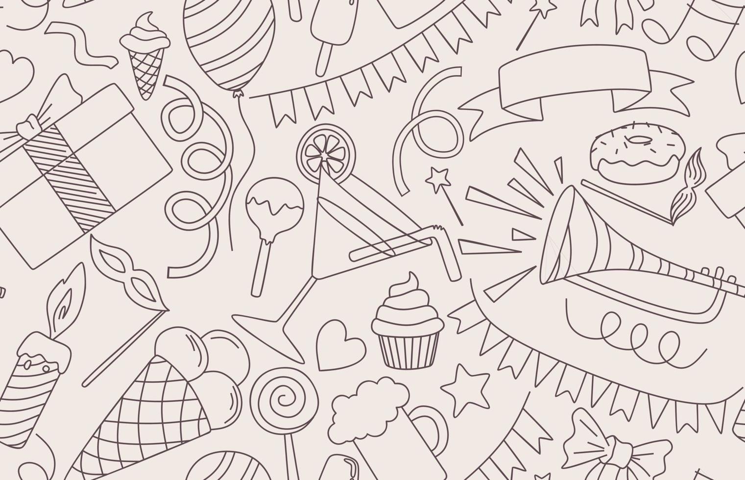 doodle desenhado à mão padrão sem emenda de aniversário vetor