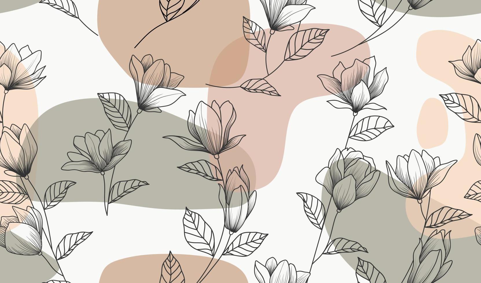 costura padrão floral com flores de magnólia. vetor