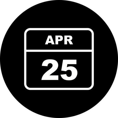 Data de 25 de abril em um calendário de dia único vetor